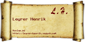 Leyrer Henrik névjegykártya